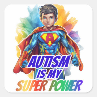 Adesivo Quadrado Autismo é meu super poder