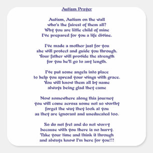 Adesivo Quadrado Autismo Prayer
