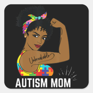 Adesivo Quadrado Autismo Sensibilização Forte Mãe Depois Mãe Negra