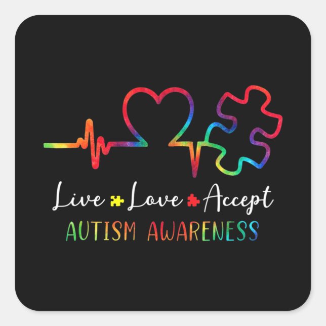 Adesivo Quadrado Autismo Sensibilização Mulheres Crianças Vivem Amo (Frente)