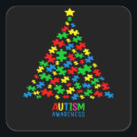 Adesivo Quadrado Autismo Tree Christmas Love Autism Gifts<br><div class="desc">Apoie a consciência do autismo através de um design quebra-cabeça,  mostre amor e escolha gentileza porque o amor não precisa de palavras,  a pessoa autista é diferente e não menos. Dons de excelente para mãe autista,  pai autista,  tia autista e família autista para apoiar a Consciência do Autismo.</div>
