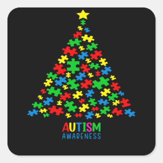 Adesivo Quadrado Autismo Tree Christmas Love Autism Gifts