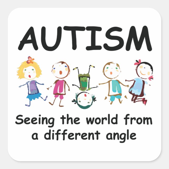 Adesivo Quadrado Autismo...ver o mundo de um ângulo diferente (Frente)