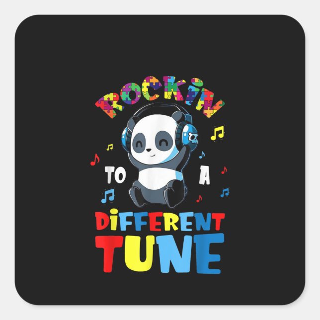 Adesivo Quadrado Autista | Rockin A Diferente Tune Cute Panda (Frente)