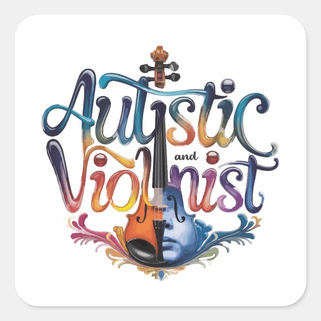 Adesivo Quadrado Autistic and violinist (Frente)