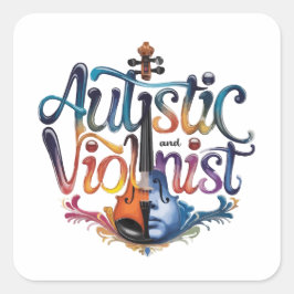 Adesivo Quadrado Autistic and violinist