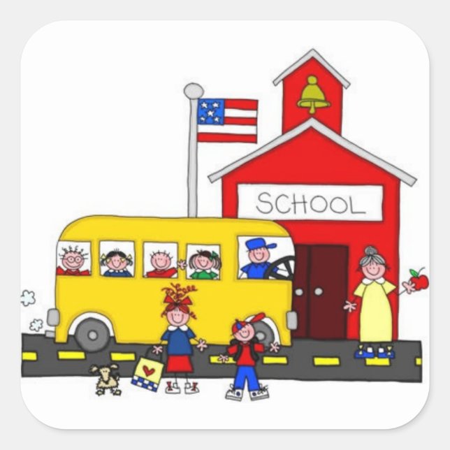 Adesivo Quadrado Autocolantes/Escola (Frente)