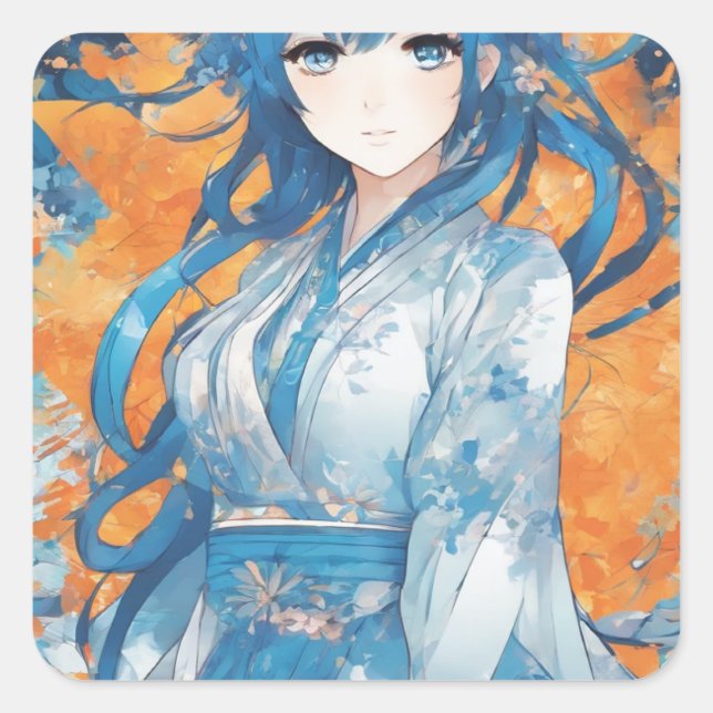 Adesivo Quadrado Autocollant fille manga leu (Frente)