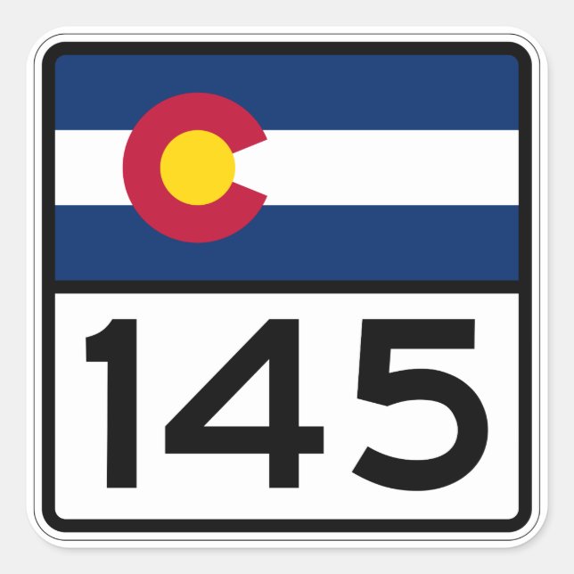 Adesivo Quadrado Autoestrada do Estado do Colorado 145 (Frente)