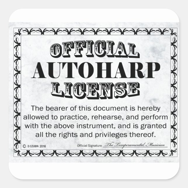 Adesivo Quadrado Autoharp License Square Sticker (Frente)