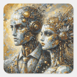 Adesivo Quadrado Automaton Deco - Coleção de Arte da Série Futurist
