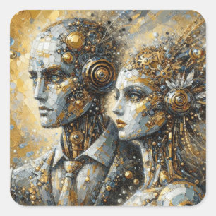 Adesivo Quadrado Automaton Deco - Coleção de Arte da Série Futurist