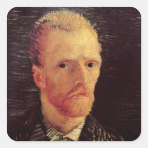 Adesivo Quadrado Autorretrato de Vincent van Gogh, Arte Fino Antigo