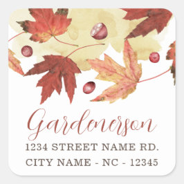 Adesivo Quadrado Autoumn Leaf e Cranberry Square Sticker