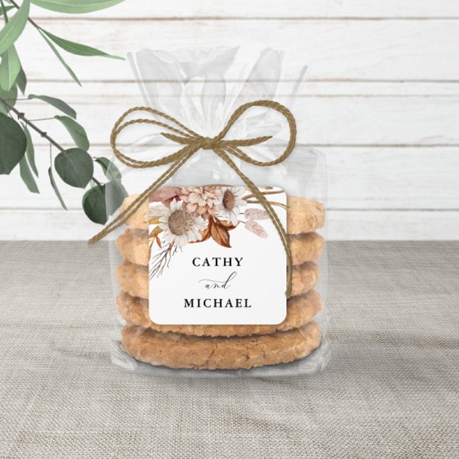 Adesivo Quadrado Autum Rustic Floral, Prendendo Casamento (Criador carregado)