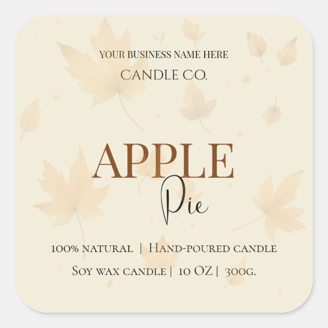 Adesivo Quadrado Autumn Blessing Apple Pie | Fall Candle Label  (Frente)
