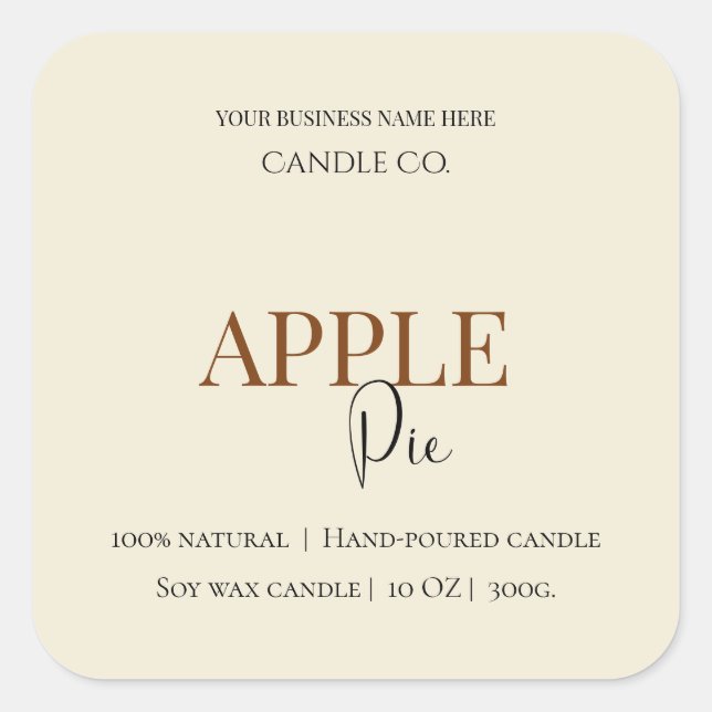 Adesivo Quadrado Autumn Blessing Apple Pie | Fall Candle Label  (Frente)