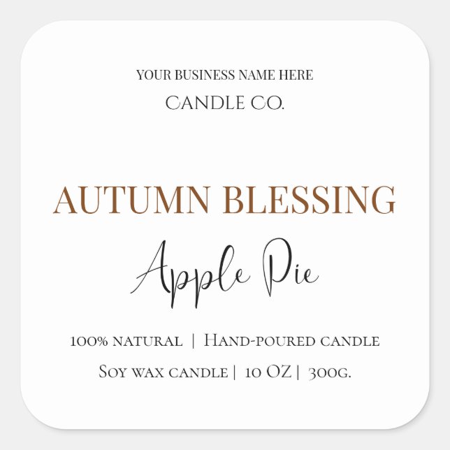 Adesivo Quadrado Autumn Blessing Apple Pie | Fall Candle Label  (Frente)