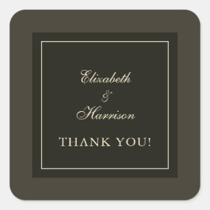 Adesivo Quadrado Autumn Brown Hues & Ivory Wedding Obrigado