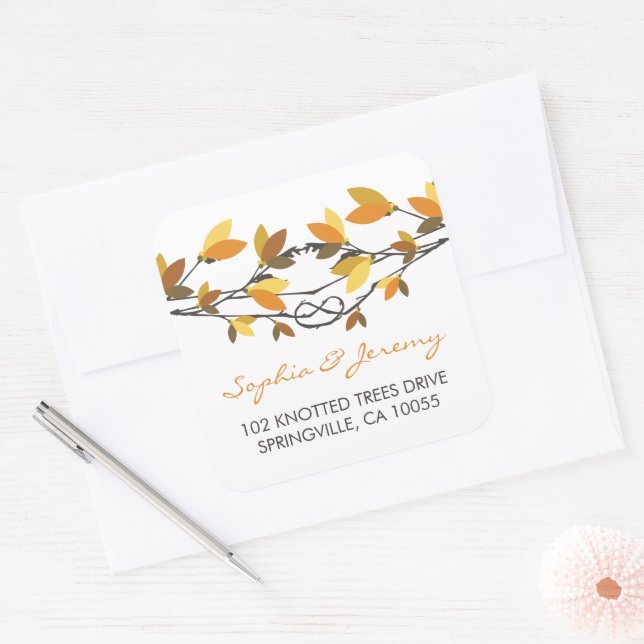 Adesivo Quadrado Autumn Deixa Árvores De Amor Pontilhadas (Envelope)