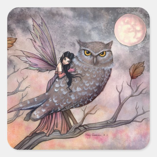 Adesivo Quadrado Autumn Fairy and Owca Stickers (Frente)