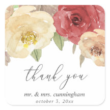 Autumn Floral Weding Favor Obrigado