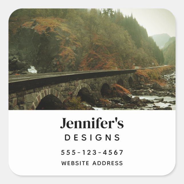 Adesivo Quadrado Autumn Forest e River Landscape Business (Frente)