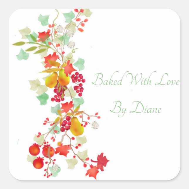 Adesivo Quadrado Autumn Garland Labels (Frente)