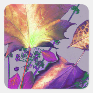 Adesivo Quadrado Autumn Leaves em Lilac