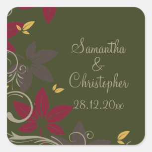Adesivo Quadrado Autumn Leaves sobre Casamento Verde