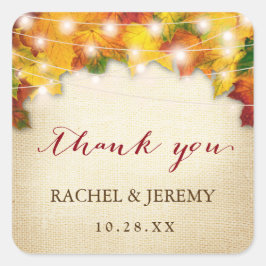 Adesivo Quadrado Autumn Leaves String Light Obrigado Pelo Favor Do