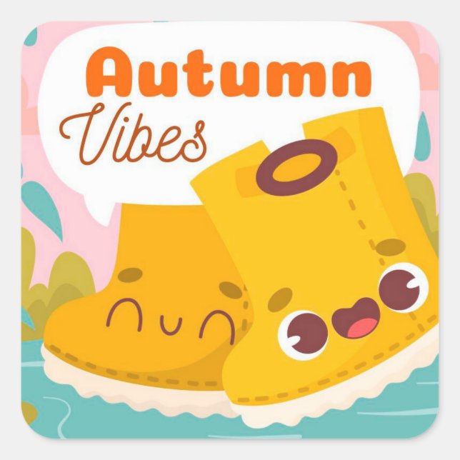 Adesivo Quadrado Autumn Rain Boots Stickers (Frente)