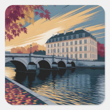 Autumn Riverside European City Illustration Art