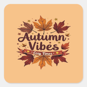 Adesivo Quadrado Autumn Vibes Cozy Fall Foles Design