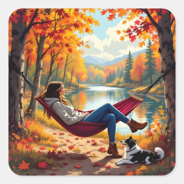 Adesivo Quadrado Autumn Vibes e Bênçãos Queda (Frente)