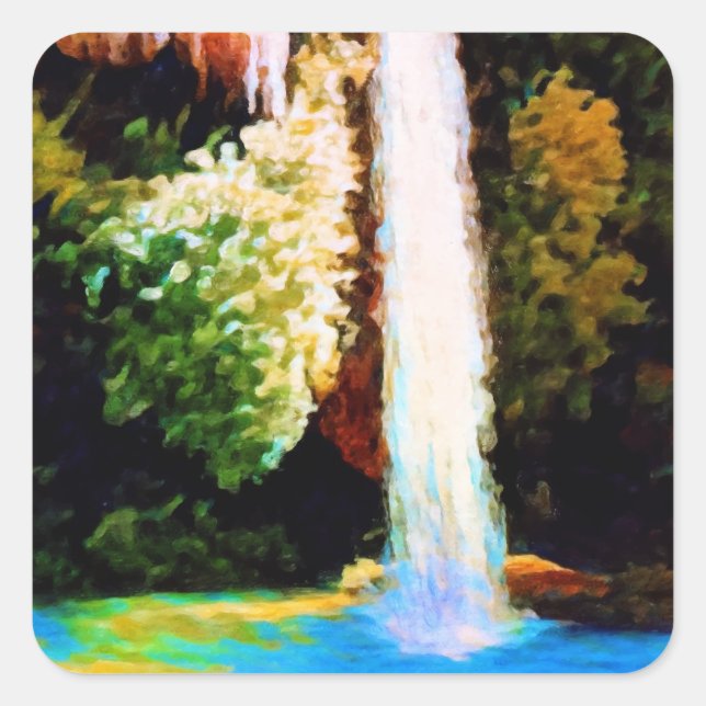 Adesivo Quadrado Autumn Waterfall Art (Frente)
