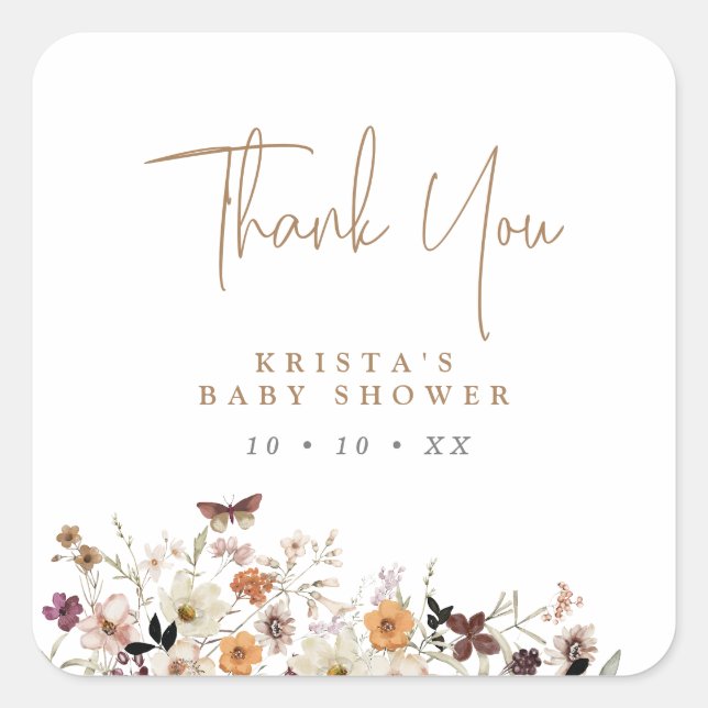 Adesivo Quadrado Autumn Willes Baby In Bloom Chá de fraldas (Frente)