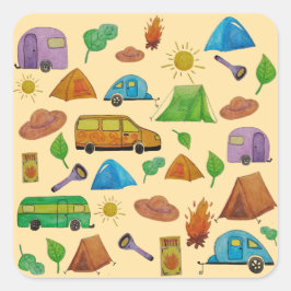 Adesivo Quadrado Aventura de camping
