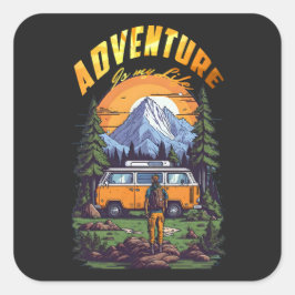 Adesivo Quadrado Aventura de Camping Moderna  