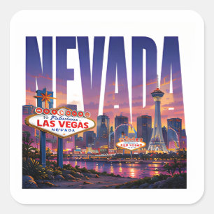 Adesivo Quadrado Aventura do Deserto do Céu de Las Vegas em Nevada
