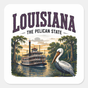 Adesivo Quadrado Aventura do Patrimônio do Bayou da Louisiana