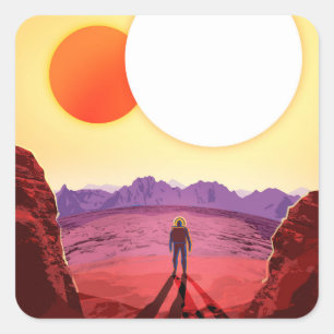 Adesivo Quadrado Aventura do Planeta de Destino do Kepler Space Via