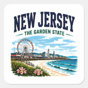 Adesivo Quadrado Aventura na Costa de Nova Jersey