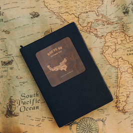 Adesivo Quadrado Aventura no Mapa Histórico da Rota 66 Vintage