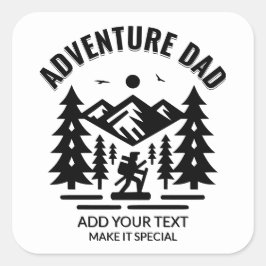 Adesivo Quadrado Aventura Personalizada em Preto e Branco Papai Adi