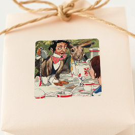 Adesivo Quadrado Aventuras de Alice no Partido do Tea em Maravilha