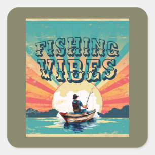 Adesivo Quadrado Aventuras de Pesca ao Exterior