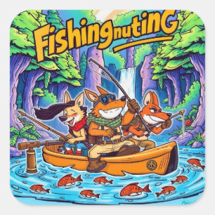 Adesivo Quadrado Aventuras na Pesca
