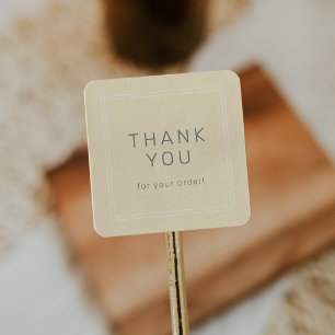 Adesivo Quadrado AVERY Simples Borboleta Amarela Obrigado Pelo Pedi
