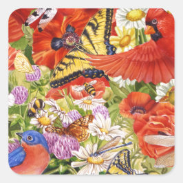 Adesivo Quadrado Aves, Borboletas e Abelhas